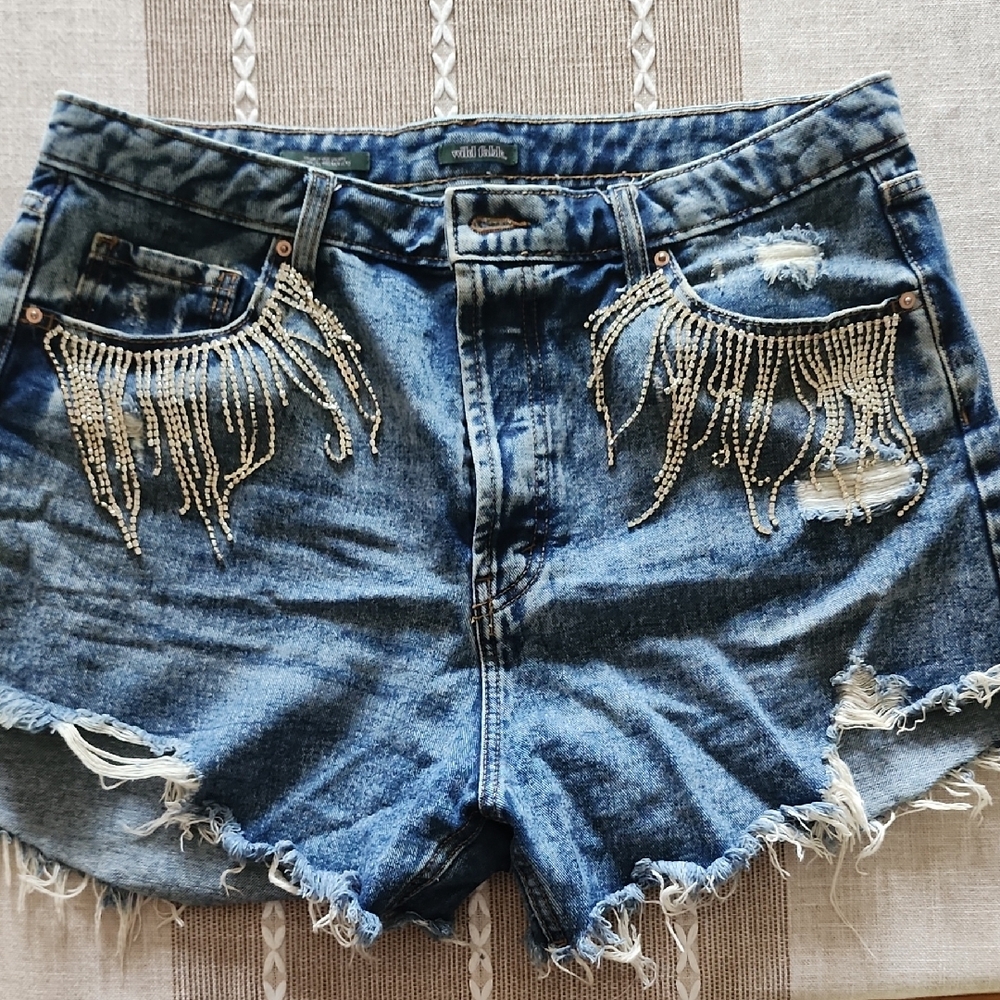 Embellished Denim Shorts
